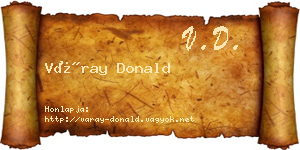 Váray Donald névjegykártya